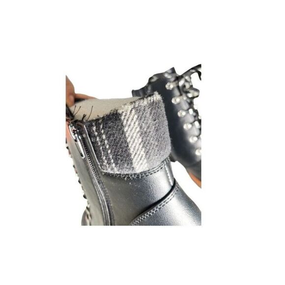 SUN STONE Womens Black Lace Up Octavia Round Toe Block Heel Hiking Boots 7 M - Picture 12 of 14